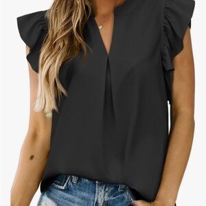 Elegant Black Ruffle Sleeve Top